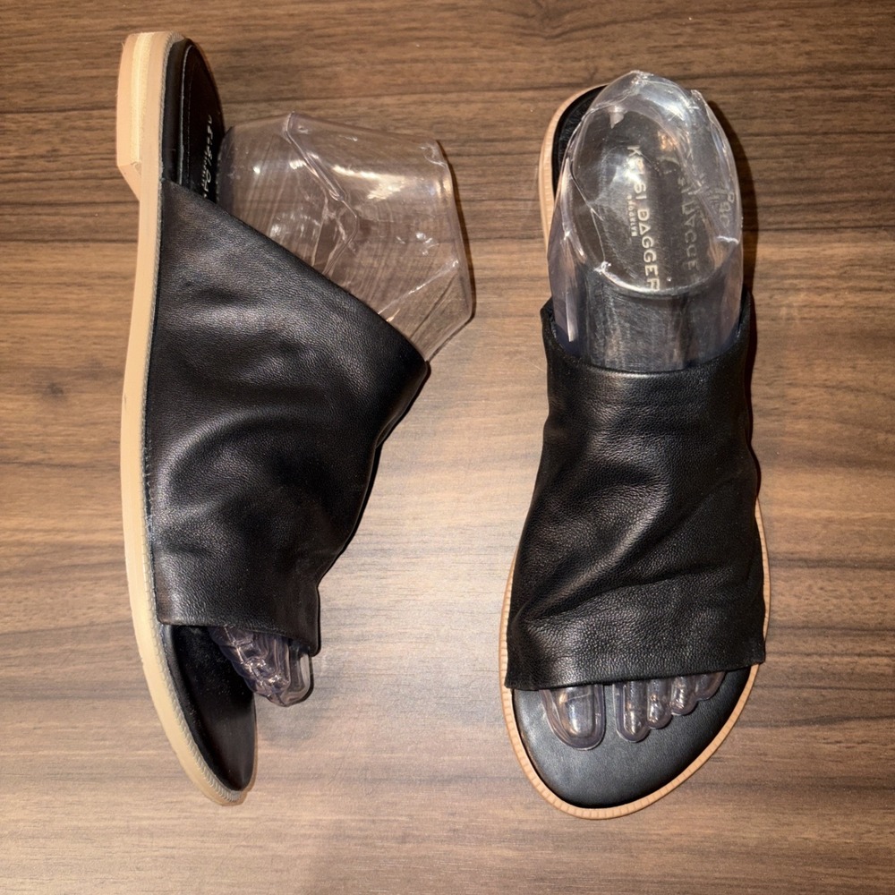 Kelsi Dagger Brooklyn Sz 10 Ruthie Leather Slide Sandals Black